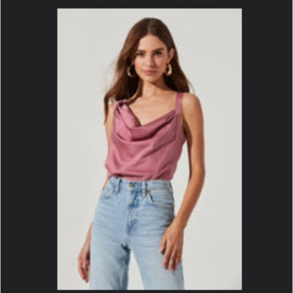 ASTR The Label Satin Cowl Neck Bodysuit